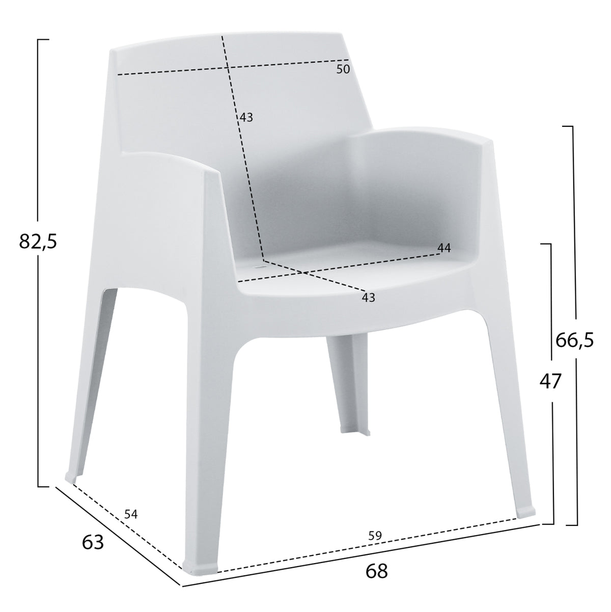 ΠΟΛΥΘΡΟΝΑ ΠΟΛΥΠΡΟΠΥΛΕΝΙΟΥ SLEEK HM6370.01 ΛΕΥΚΗ 68x63x82,5Υεκ.