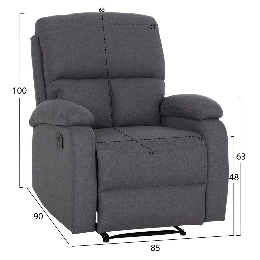 ΠΟΛΥΘΡΟΝΑ RELAX DIONI HM3296.01 ΓΚΡΙ ΥΦΑΣΜΑ 85x90x100Υεκ.
