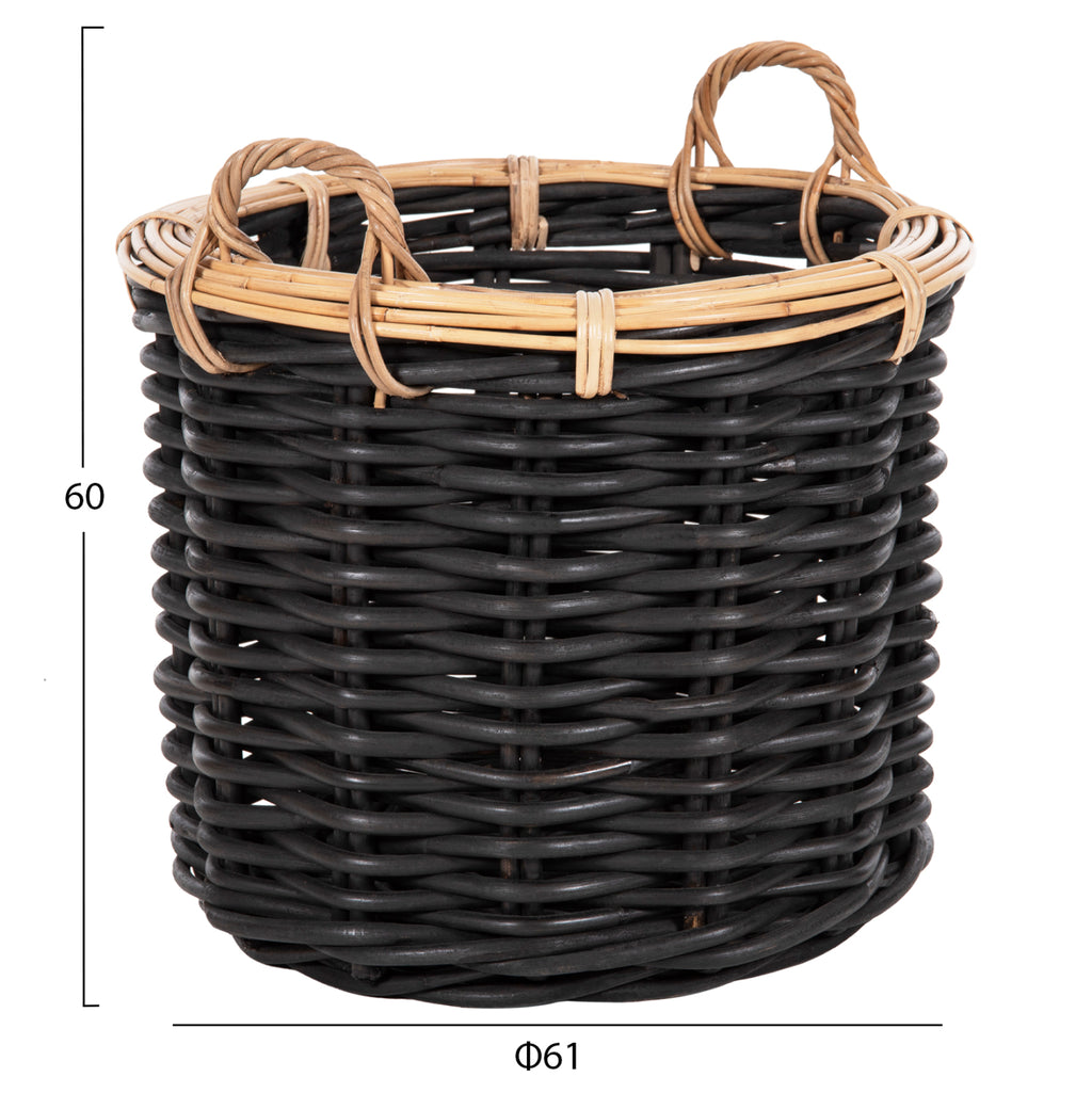 ΣΕΤ 2 ΚΑΛΑΘΙΑ POTTS HM4379 ΜΑΥΡO&ΦΥΣΙΚΟ ΧΡΩΜΑ- CL RATTAN Φ61+Φ45εκ.
