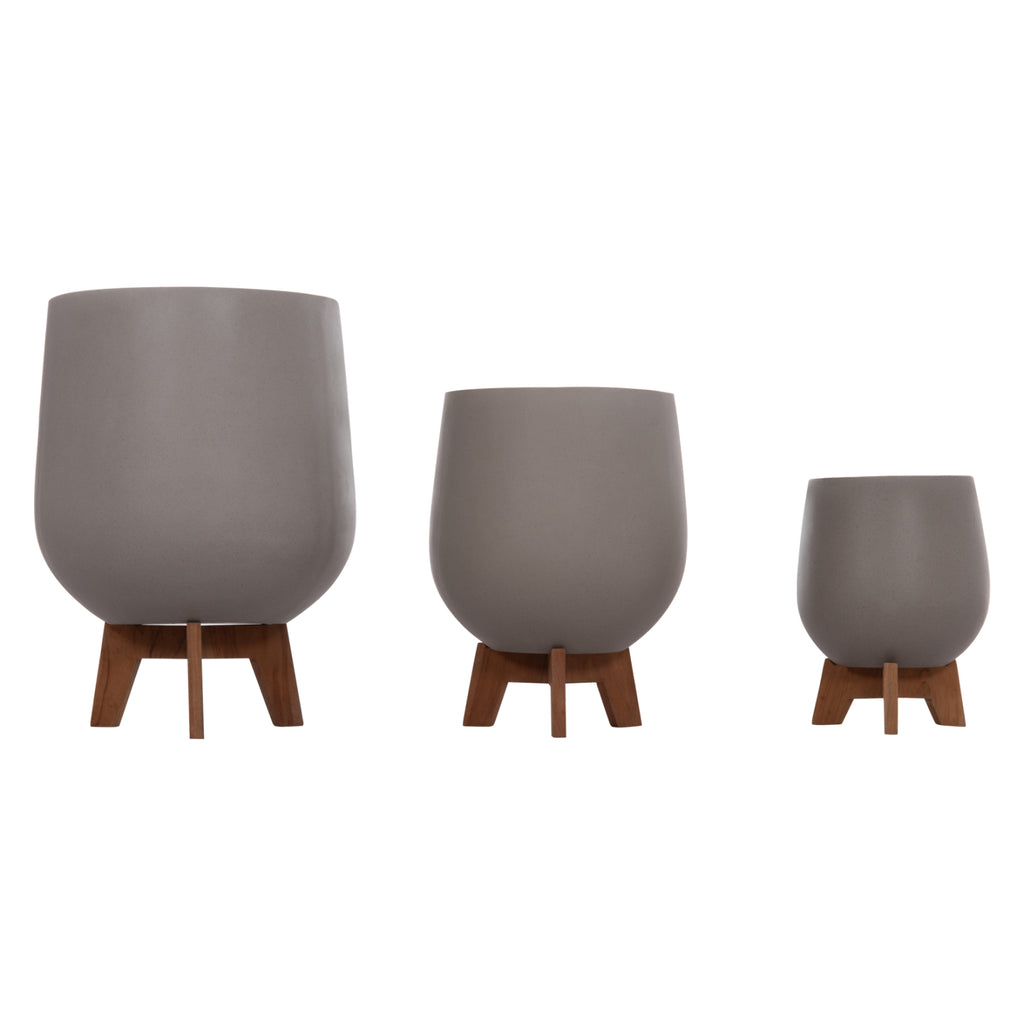 ΣΕΤ 3 ΓΛΑΣΤΡΕΣ ΜΕ TEAK ΒΑΣΕΙΣ TRYLL HM4681.03 FIBER CEMENT--ΓΚΡΙ