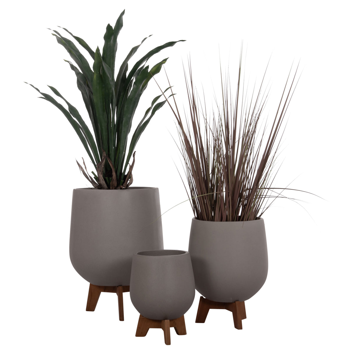 ΣΕΤ 3 ΓΛΑΣΤΡΕΣ ΜΕ TEAK ΒΑΣΕΙΣ TRYLL HM4681.03 FIBER CEMENT--ΓΚΡΙ