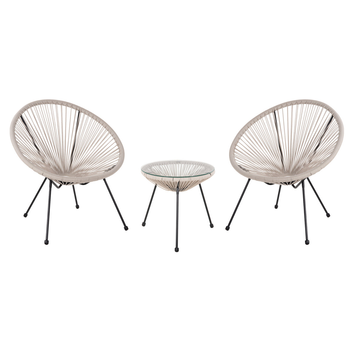 ΣΕΤ ΕΞΩΤΕΡΙΚΟΥ ΧΩΡΟΥ 3ΤΜΧ ACAPULCO HM11861.03 P.E.RATTAN ΕΚΡΟΥ-ΜΕΤΑΛΛΟ ΣΕ ΜΑΥΡΟ