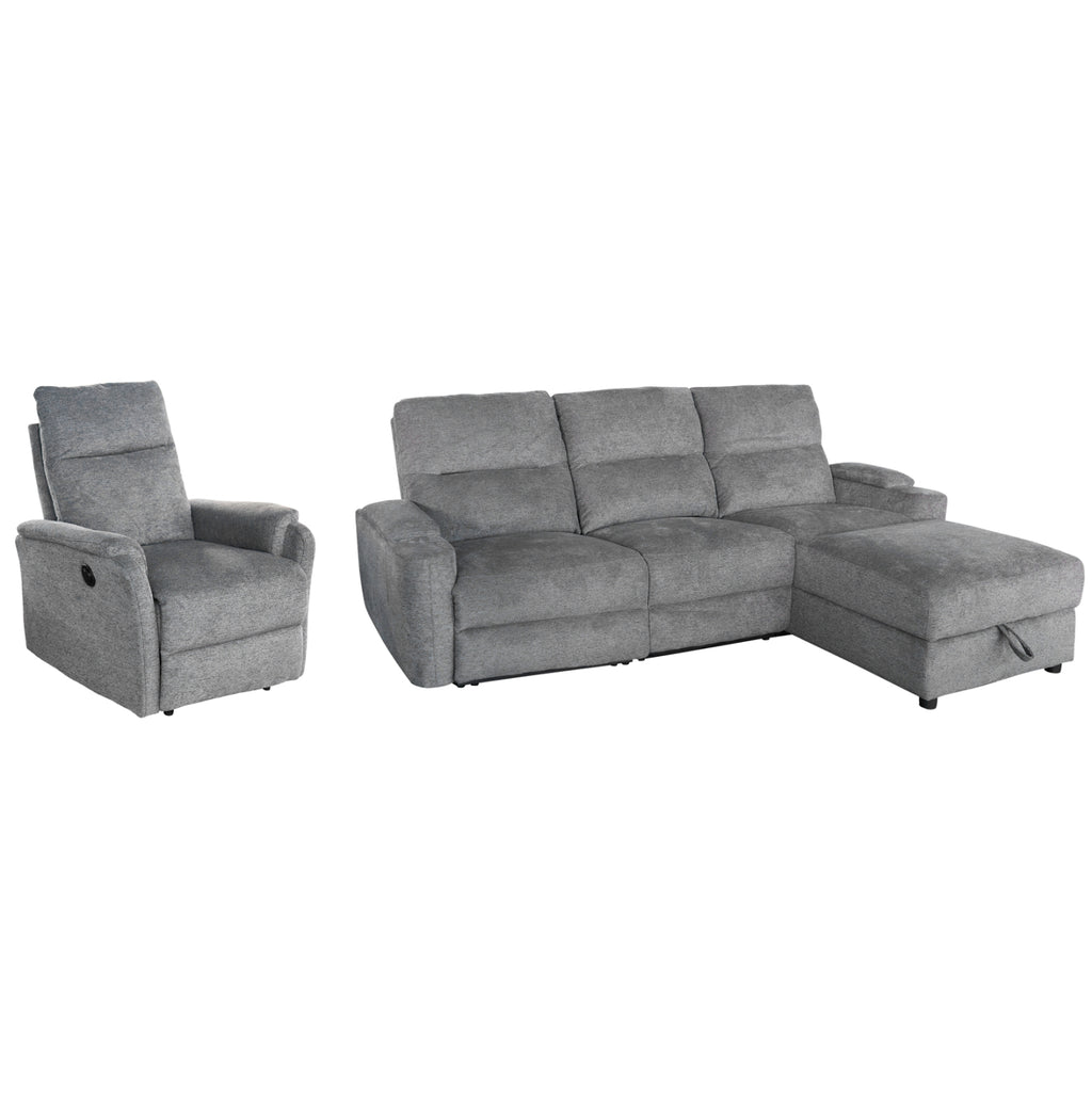 ΣΕΤ ΚΑΝΑΠΕΣ-ΠΟΛΥΘΡΟΝΑ RELAX SYNTHIA HM10736.03 ΓΚΡΙ ΥΦΑΣΜΑ-ΗΛ.ΑΝΑΚΛΙΣΗ [R]
