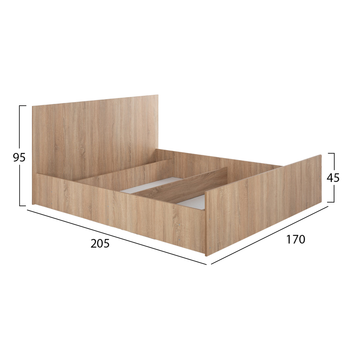 ΣΕΤ ΚΡΕΒΑΤΟΚΑΜΑΡΑΣ 6ΤΜΧ ADLER HM11759 ΜΕΛΑΜΙΝΗ SONAMA OAK-ΓΙΑ ΣΤΡΩΜΑ 160x200εκ