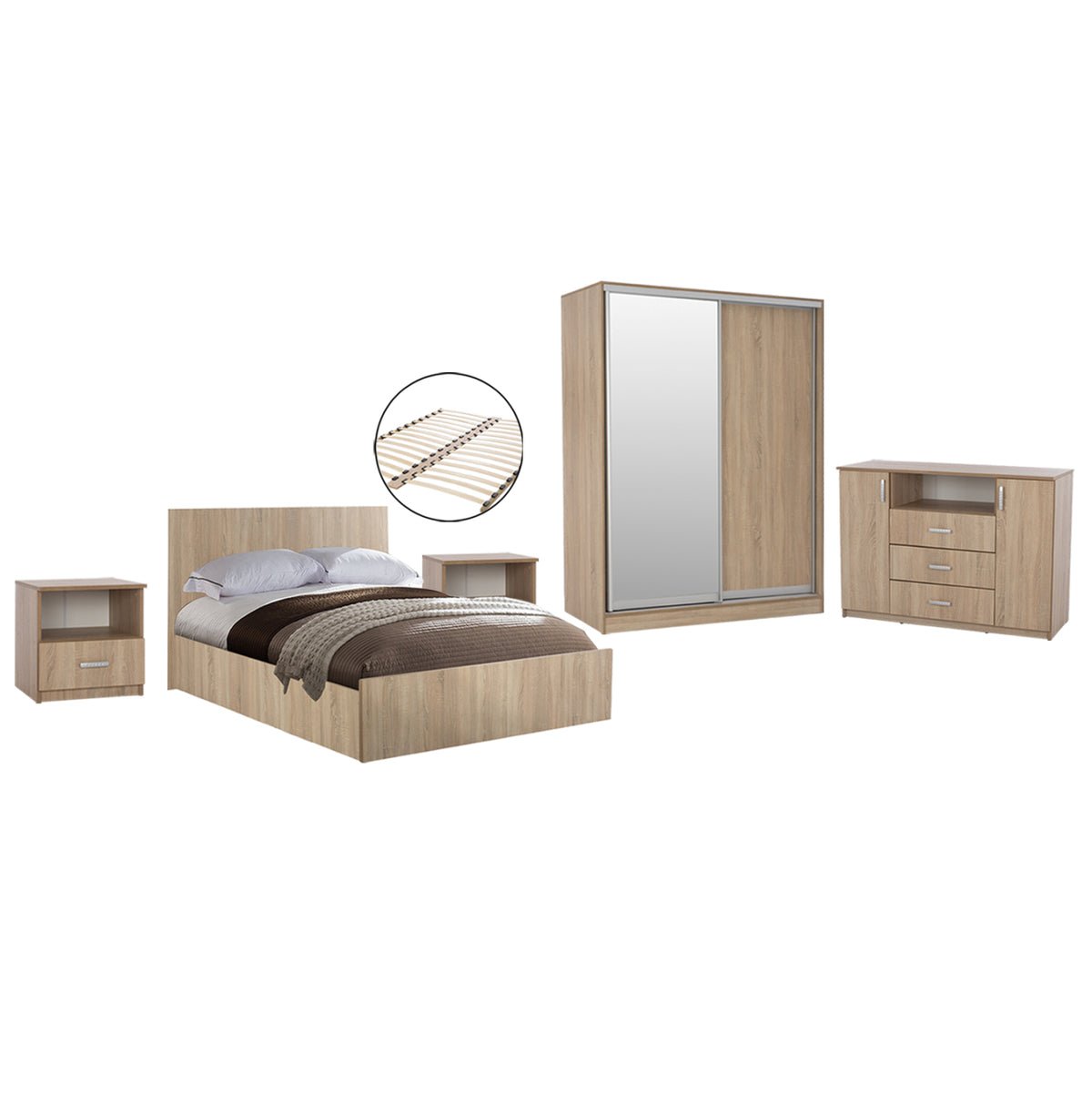 ΣΕΤ ΚΡΕΒΑΤΟΚΑΜΑΡΑΣ 6ΤΜΧ ADLER HM11759 ΜΕΛΑΜΙΝΗ SONAMA OAK-ΓΙΑ ΣΤΡΩΜΑ 160x200εκ