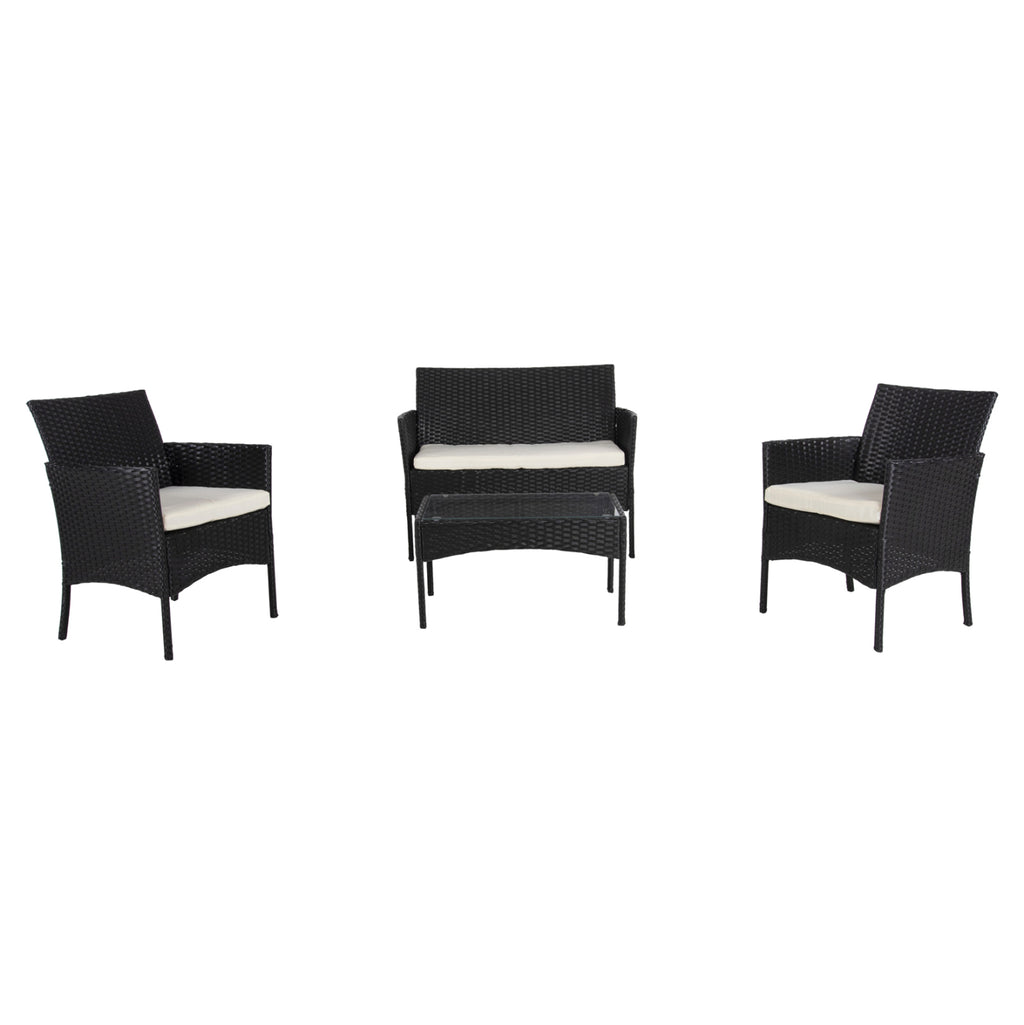 ΣΕΤ ΣΑΛΟΝΙ 4ΤΜΧ STASIA HM6089.04 ΣΥΝΘ.RATTAN ΜΑΥΡΟ-ΜΠΕΖ ΜΑΞΙΛΑΡΙΑ