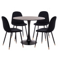 ΣΕΤ ΤΡΑΠΕΖΑΡΙΑΣ 5ΤΜΧ BROLIN HM21191 MDF TOP-ΜΕΤΑΛΛΙΚΑ ΠΟΔΙΑ-ΒΕΛΟΥΔΟ--ΜΑΥΡΟ