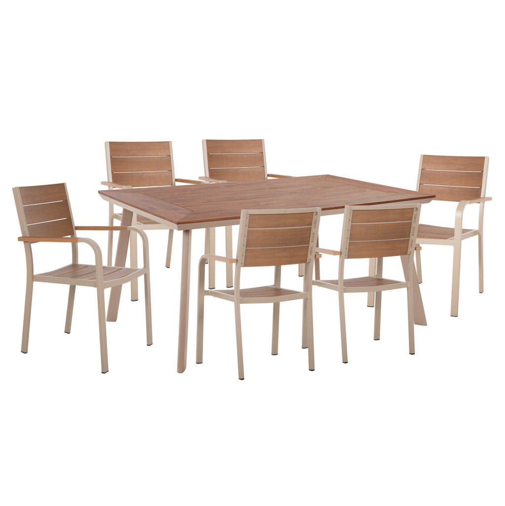 ΣΕΤ ΤΡΑΠΕΖΑΡΙΑΣ TABER HM10737.04 ΤΡΑΠΕΖΙ & 6 ΠΟΛΥΘΡΟΝΕΣ-ΑΛΟΥΜΙΝΙΟ & POLYWOOD-ΣΑΜΠΑΝΙ