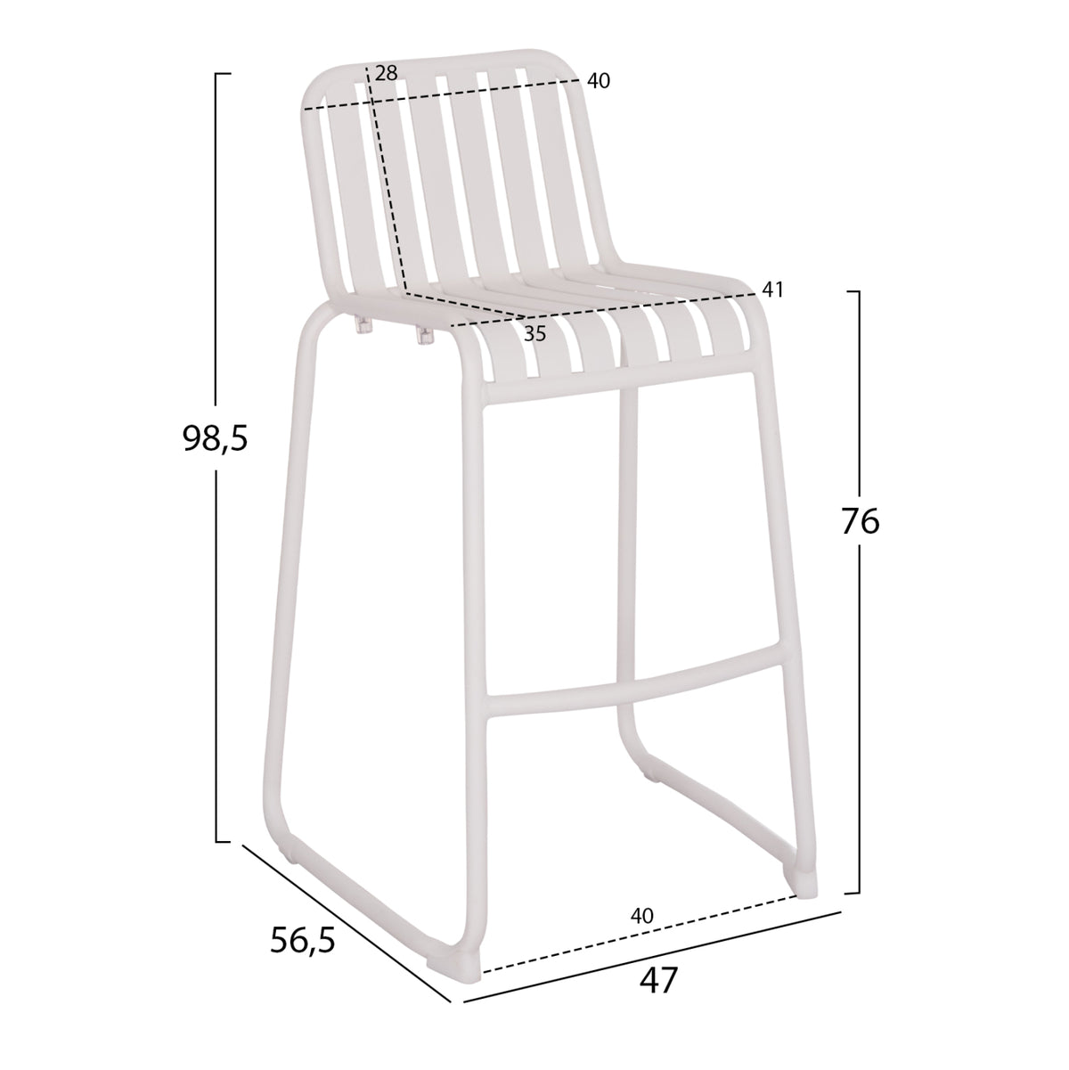 ΣΚΑΜΠΟ ΜΠΑΡ ΑΛΟΥΜΙΝΙΟΥ RACHEL HM6341.02 ΛΕΥΚΟ 47x56,5x98,5Υεκ.
