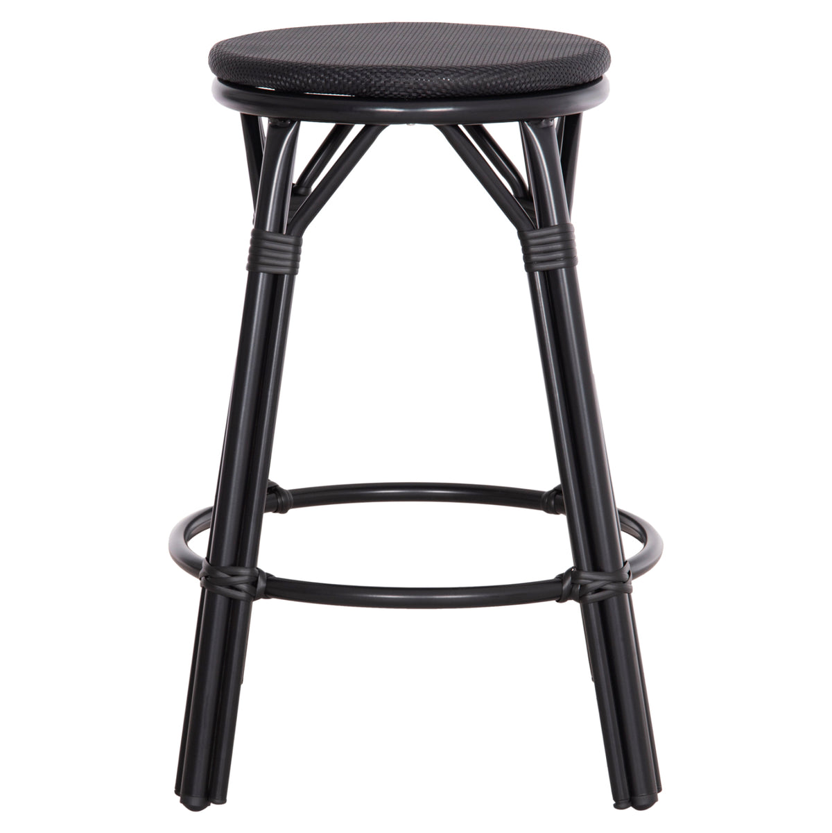 ΣΚΑΜΠΟ ΜΠΑΡ ΑΛΟΥΜΙΝΙΟΥ ΜΕΣΑΙΟΥ ΥΨΟΥΣ CHINO HM6286.02 BAMBOO LOOK & TEXTILENE ΜΑΥΡΟ 43x43x65Υεκ