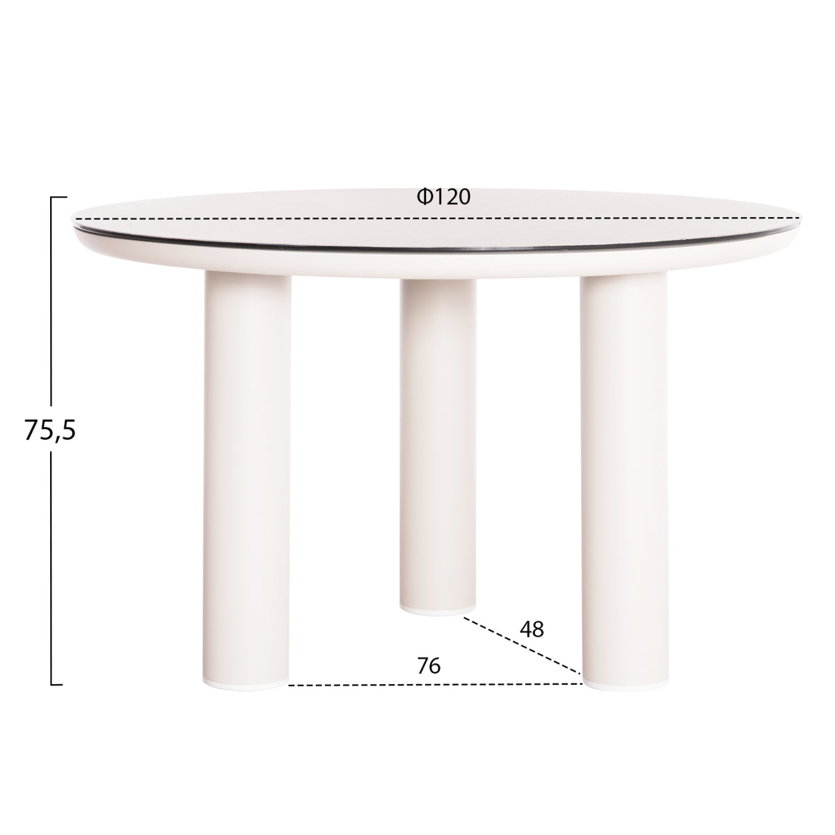 ΤΡΑΠΕΖΙ ΑΛΟΥΜΙΝΙΟΥ DOSUN HM6201.02 ΚΡΕΜ ΣΚΕΛΕΤΟΣ-3D PRINT ΓΥΑΛΙ-ΚΕΡΑΜΙΚΟ LOOK Φ120εκ