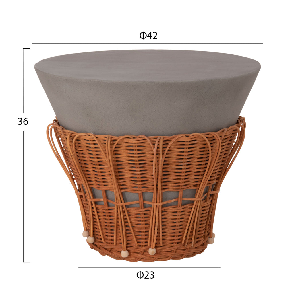 ΤΡΑΠΕΖΙ ΒΟΗΘΗΤΙΚΟ PERRAL HM18164.03S FIBER CEMENT ΓΚΡΙ-ΦΥΣΙΚΟ RATTAN--Φ42x36Υεκ