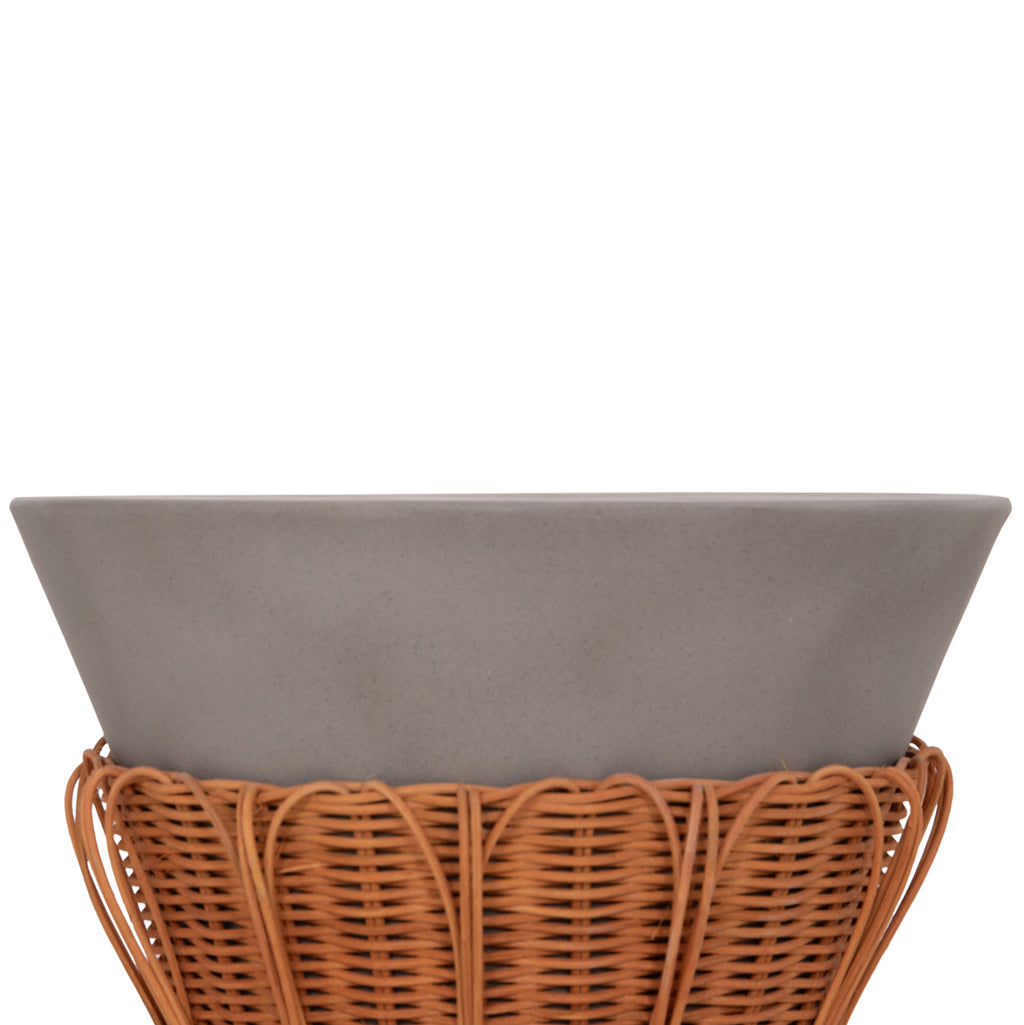 ΤΡΑΠΕΖΙ ΒΟΗΘΗΤΙΚΟ PERRAL HM18164.03S FIBER CEMENT ΓΚΡΙ-ΦΥΣΙΚΟ RATTAN--Φ42x36Υεκ