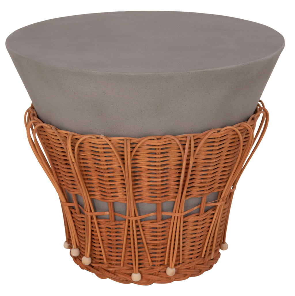 ΤΡΑΠΕΖΙ ΒΟΗΘΗΤΙΚΟ PERRAL HM18164.03S FIBER CEMENT ΓΚΡΙ-ΦΥΣΙΚΟ RATTAN--Φ42x36Υεκ