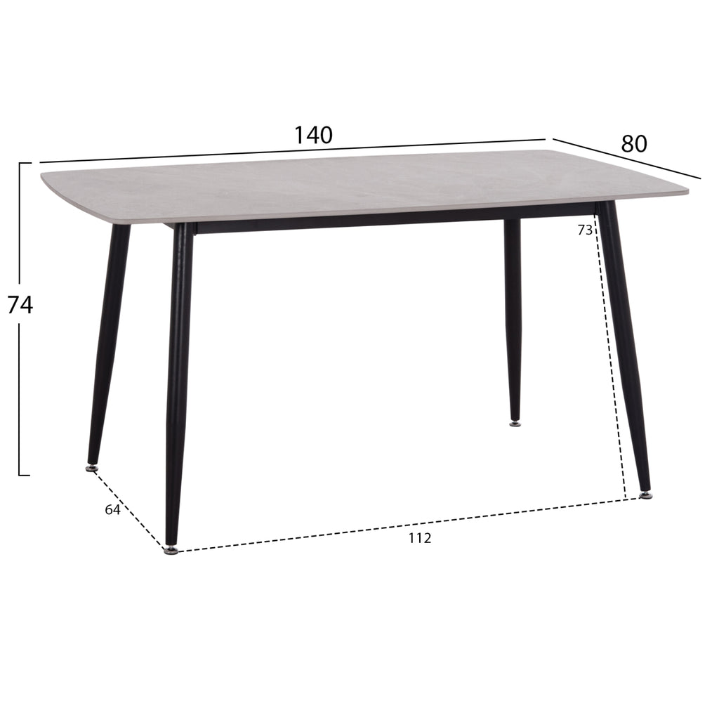 ΤΡΑΠΕΖΙ RAVEN HM18149.13 ΚΕΡΑΜΙΚΟ TOP ΜΕ ΟΨΗ ΓΚΡΙ ΜΑΡΜΑΡΟ 140x80x74Υεκ.
