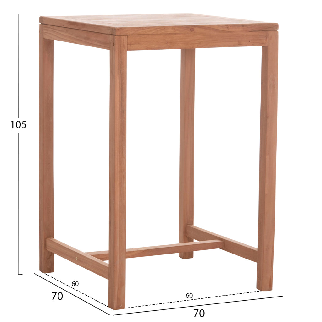 ΤΡΑΠΕΖΙ ΜΠΑΡ ΤΕΤΡΑΓΩΝΟ PRESSCOT HM18113 ΞΥΛΟ TEAK ΣΕ ΦΥΣΙΚΟ 70x70x105Υεκ.
