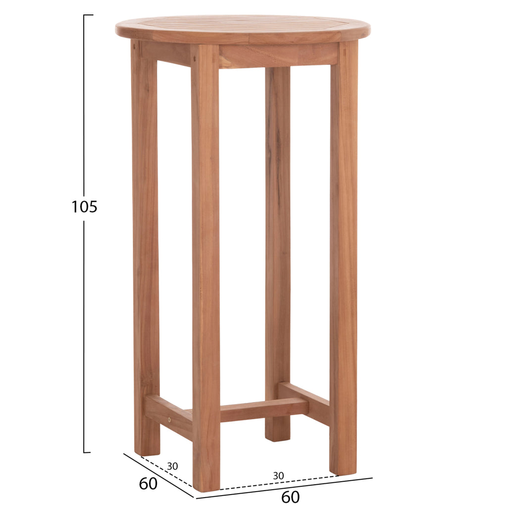 ΤΡΑΠΕΖΙ/ΣΤΑΝΤ ΜΠΑΡ ΣΤΡΟΓΓΥΛΟ PRESSCOT HM18114 ΞΥΛΟ TEAK--ΦΥΣΙΚΟ Φ60x105Υεκ.