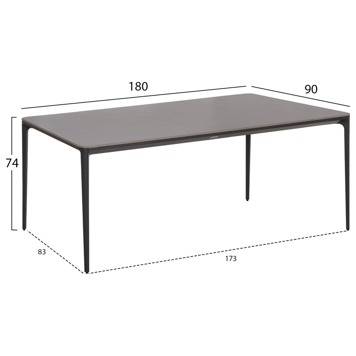 ΤΡΑΠΕΖΙ ΤΡΑΠΕΖΑΡΙΑΣ STAD HM6557.01 ΓΚΡΙ ΑΛΟΥΜΙΝΙΟ & SINTERED STONE TOP 180x90x74Υεκ