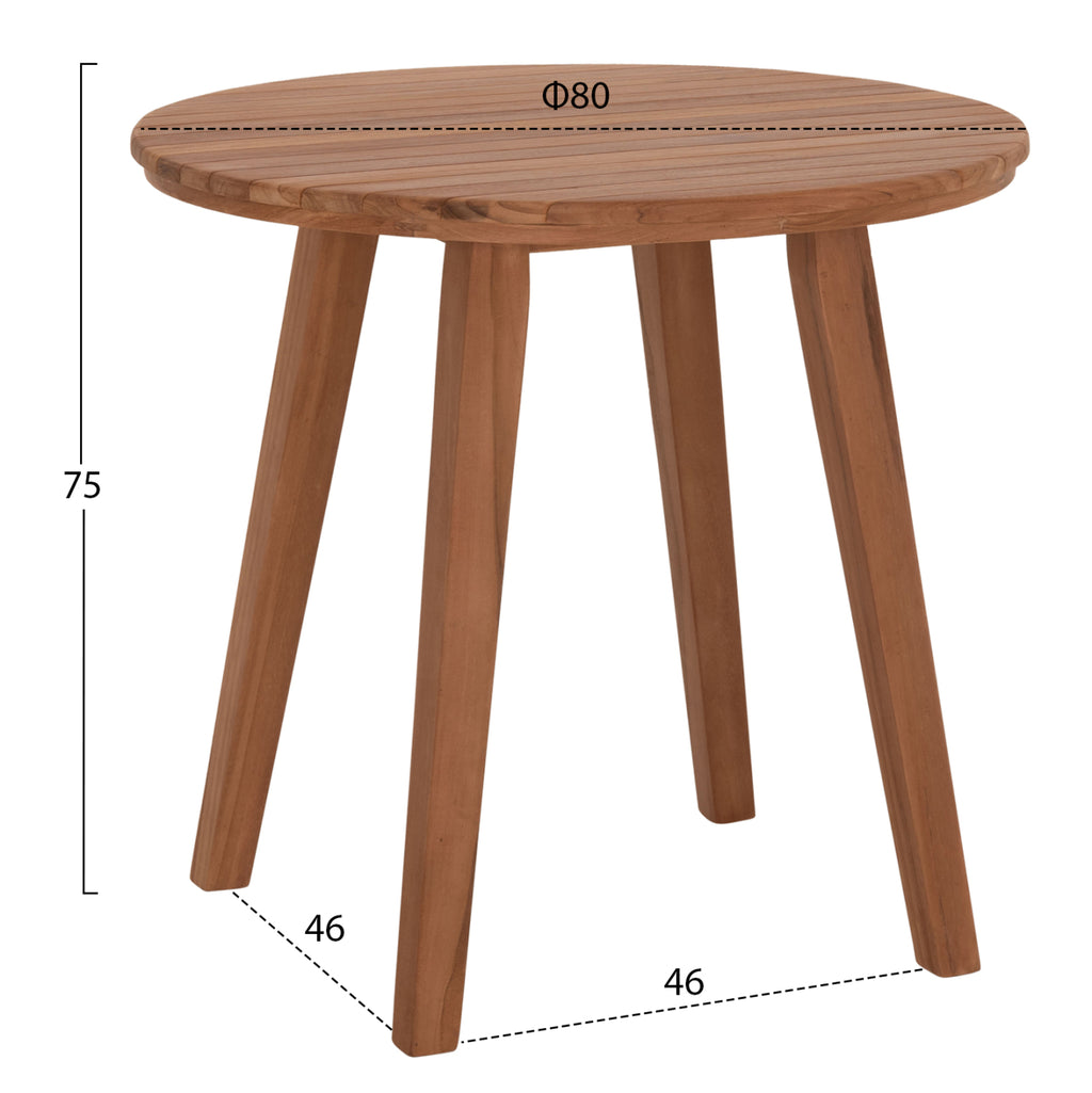 TΡΑΠΕΖΙ ΤΡΑΠΕΖΑΡΙΑΣ ΣΤΡΟΓΓΥΛΟ DANTE HM6379 ΞΥΛΟ TEAK Φ80x75Υεκ.