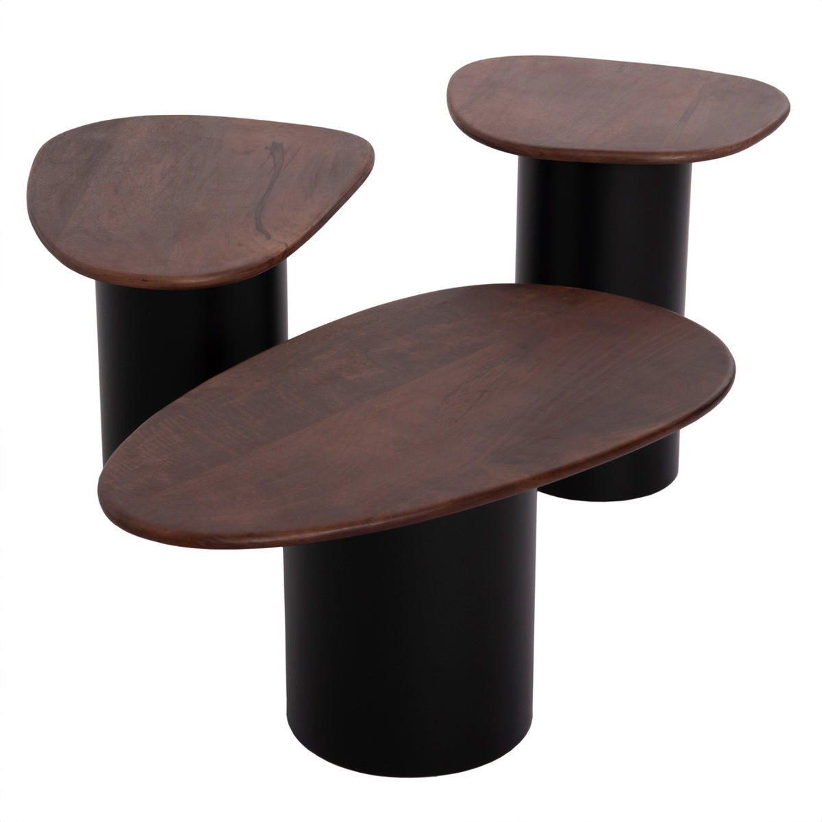 ΤΡΑΠΕΖΙA ΣΑΛΟΝΙΟΥ 3ΤΜΧ PEBBLES HM18004 MANGO TOP-ΜΕΤΑΛΛΙΚΕΣ ΜΑΥΡΕΣ ΒΑΣΕΙΣ
